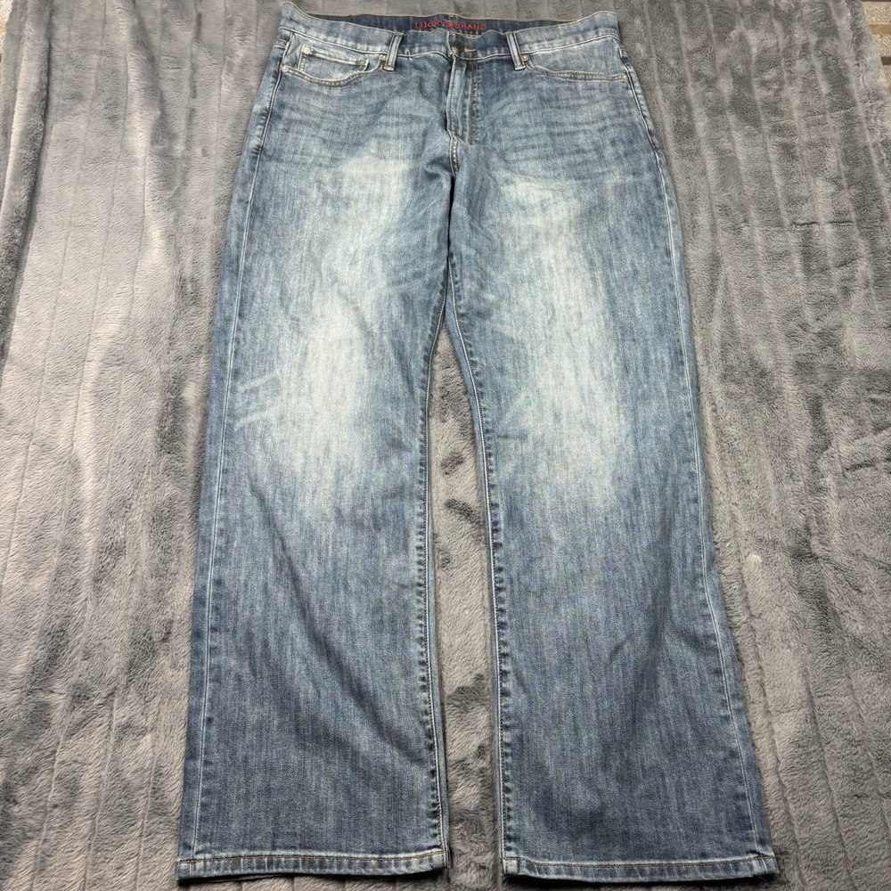 Lucky Brand 181 Relaxed Straight Mens Jeans 36x32 Medium Wash Stretch Denim